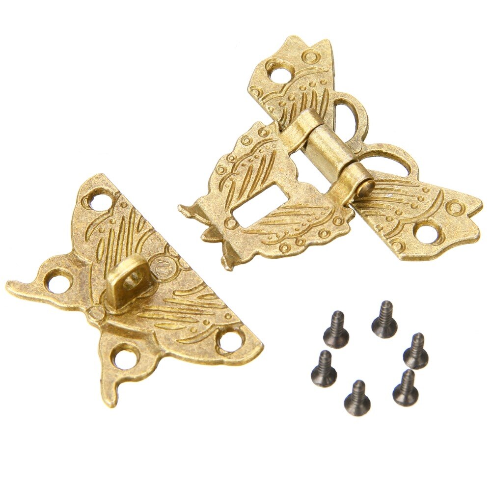 Beautiful Butterfly Antique Bronze Hasp Latch Jewelry Wooden Box Lock Cabinet Buckle Case Locks Handle Hardware Accessory