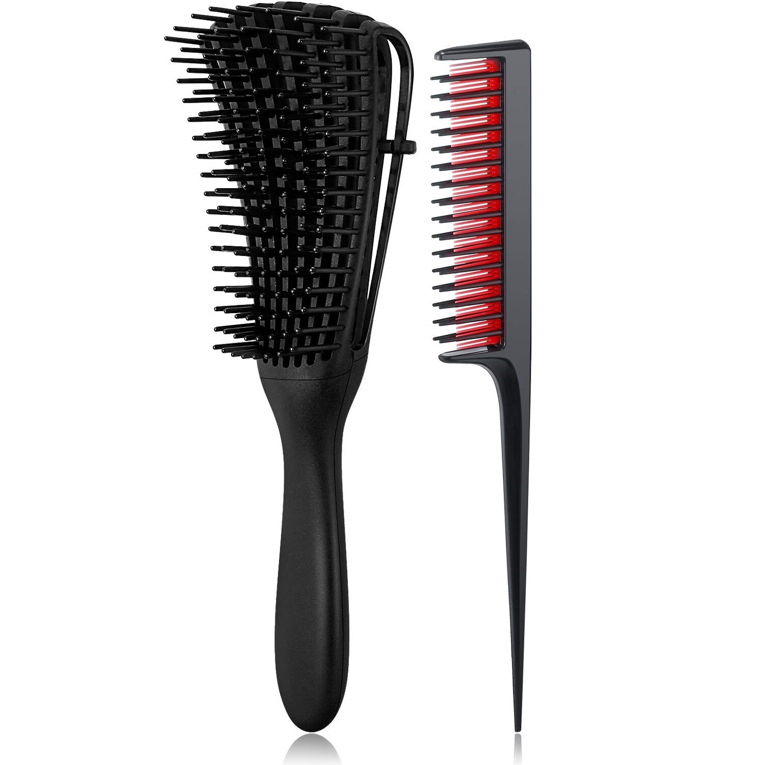 Detangling Hair Brush Detangler Hair Comb 9-Rows Cushion Nylon Bristle Edge Brush Rat Tail Comb for 3a to 4c Curly Wet Hair: Kit 3
