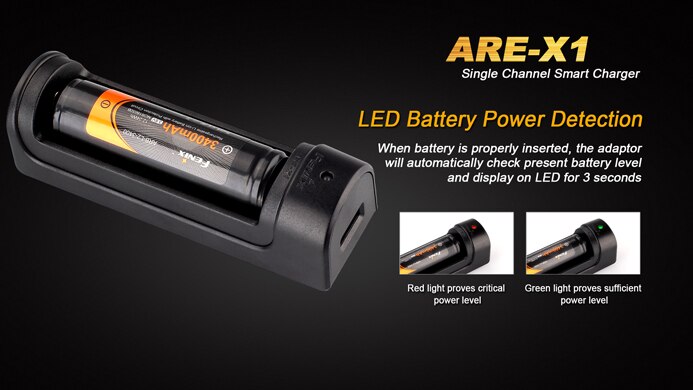 Fenix ARE-X1 1 Slot Intelligente Lithium Batterij Oplader Voor 18650 26650 Batterij