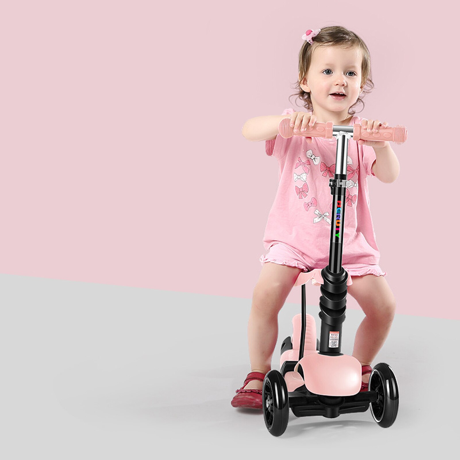 Three Wheeled Scooter 3 in 1 Kick Scooter Sport Scooter With Adjustable Height Options Seat Handlebar for Kids Toddler Age 2-6
