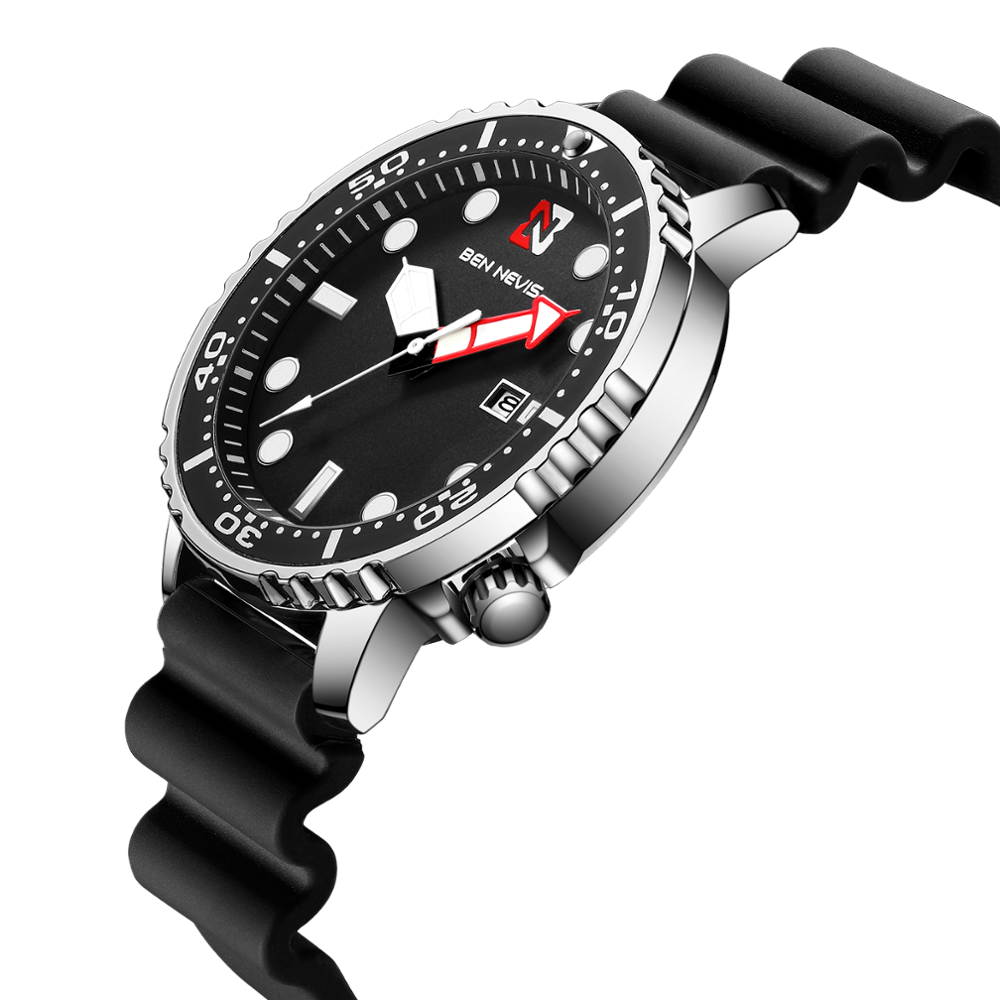 BEN NEVIS-reloj deportivo de lujo para hombre, de cuarzo, resistente al agua, con fecha de silicona, luminoso, caja de