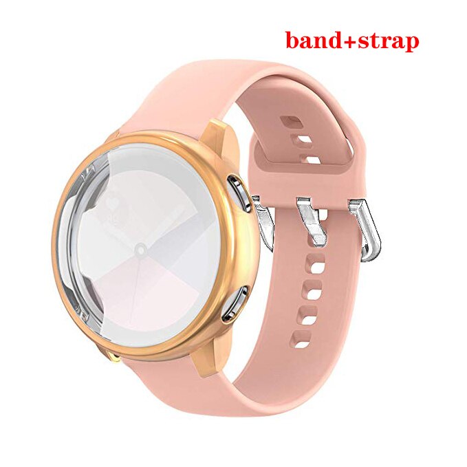Case+strap for Samsung Galaxy Watch Active 2 44mm 40mm Smart Watch Silicone band +Case cover Galaxy Watch Active2 Full coverage: pink gold / For Active2 44mm
