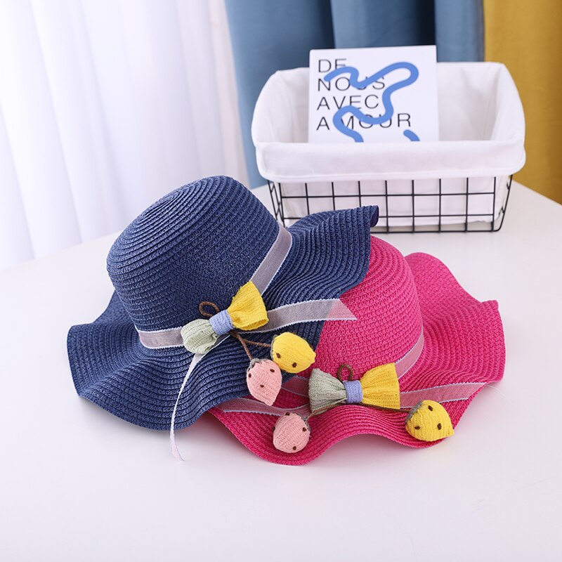 Gorro para el sol niña transpirable de verano sombreros de paja lindo flores dulce princesa sombrero niño protección UV para playa sombrero niños sombreros de 2-6 años