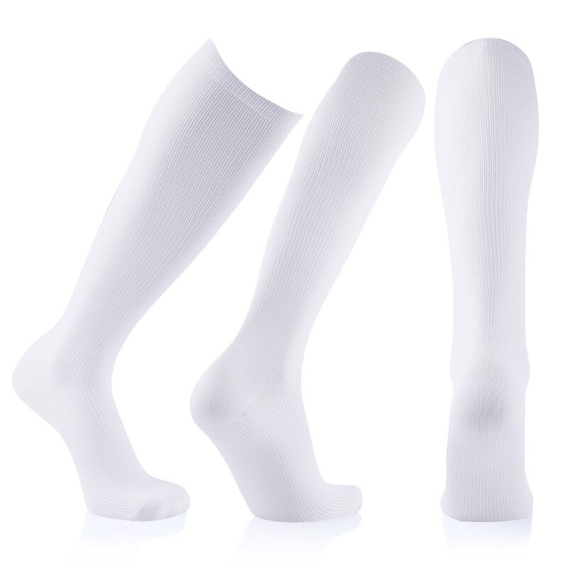 Multi-color Women Men Long Compress Socks Stretch Breathable Outdoor Party Elastic Nursing Calf Socks Female Knee High Stockings: WYSZ03-White / S-M