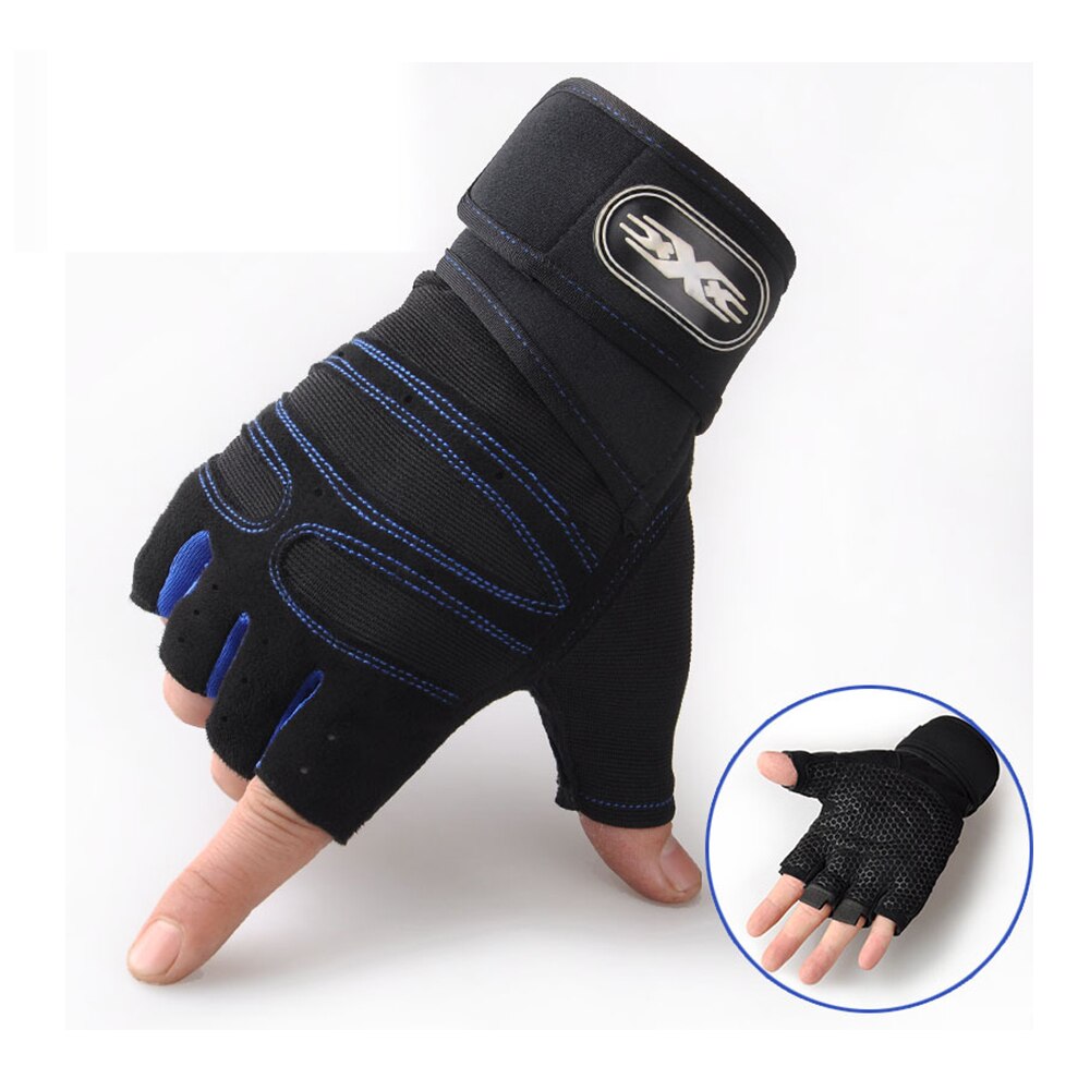 Heavyweight Exercises Half Finger Weight Lifting Gloves Body Building Training Sport Gym Fitness Gloves For Men Women M/L/XL: Blue / M