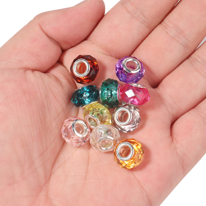 20 stuks/lot 14mm transparante, gefacetteerde harskralen met een groot gat voor het maken van sieraden, tussenkralen voor het maken van armbanden en kettingen