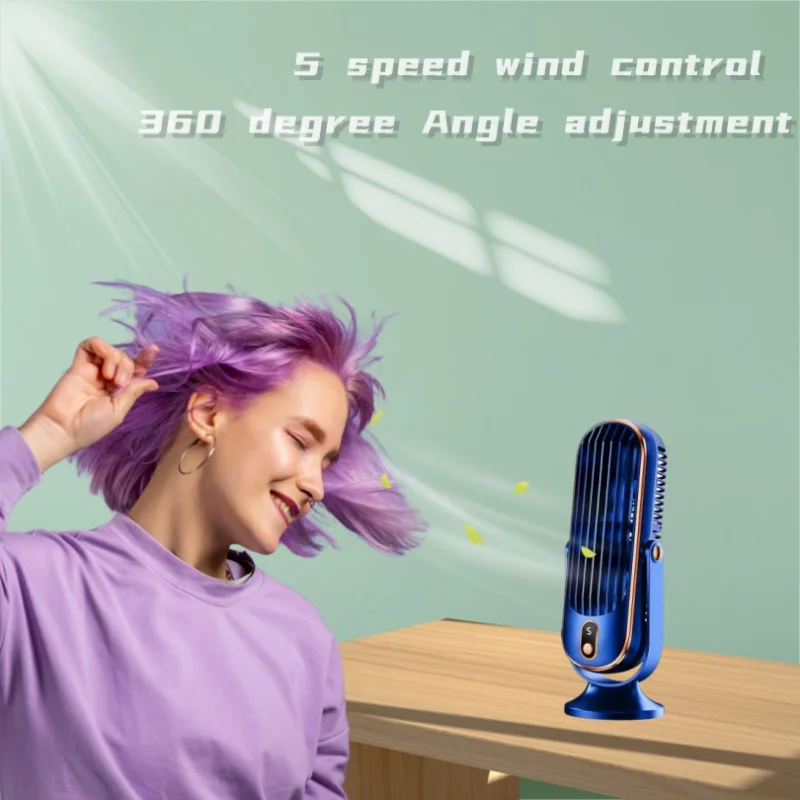 Bladeless bureauventilator, kleine desktopventilatoren voor kantoor, stille plug-in, tafelventilator voor slaapkamer, draagbare luchtcirculatiepomp met opladen via USB