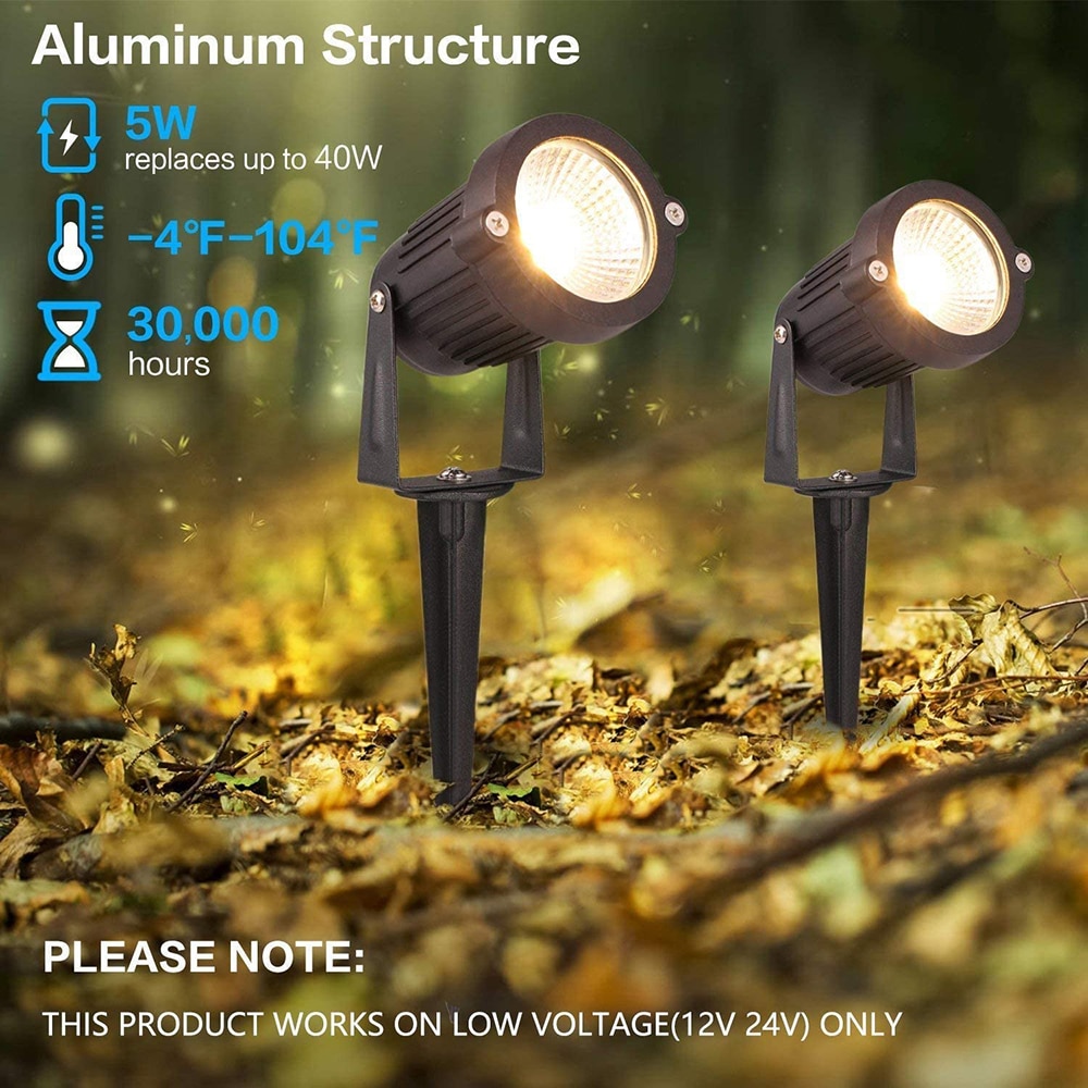 5W LED Landscape Lights 12V/24V Waterproof IP65 Warm/White Walls Trees Flags Outdoor Street Garden Focus Spotlights with Stakes