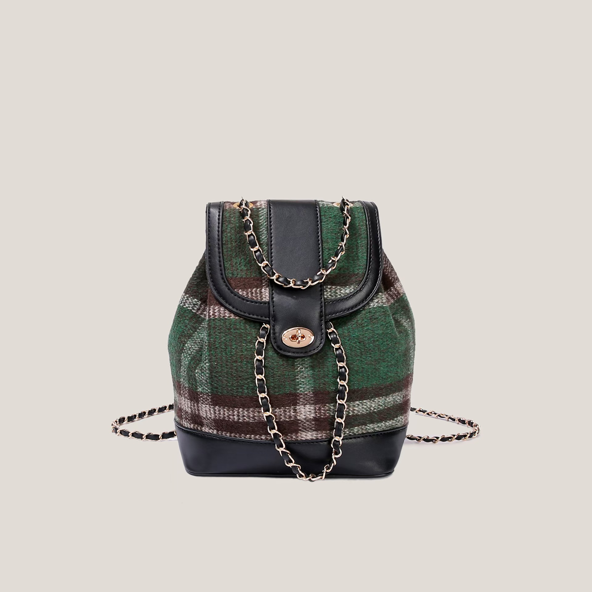 Mochila De lana coreana para niñas, bolsa universitaria, a la , otoño e invierno, 2024: Verde claro