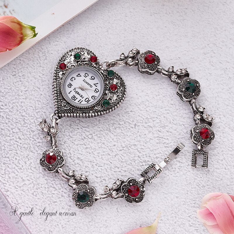 QINGXIYA-Relojes de pulsera para mujer, reloj de pulsera femenino con esfera de diamante y corazón, de cuarzo, informal,