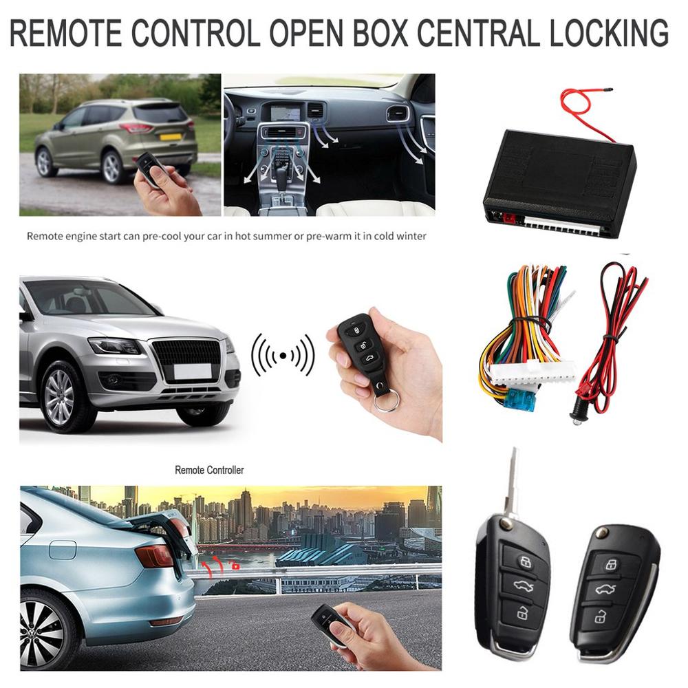 12V Universal Car Door Lock Vehicle Keyless Entry System Auto Remote Central Kit with Control Box Black