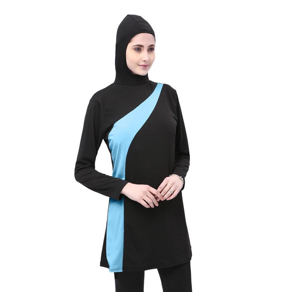 L5XL Plus Size Muslim Swimwear Women Stripes Women Swimming Suit