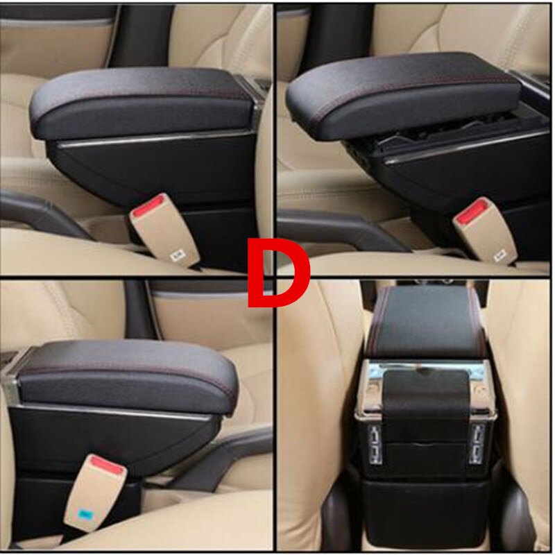 For Hyundai I20 armrest box with usb: D black red line