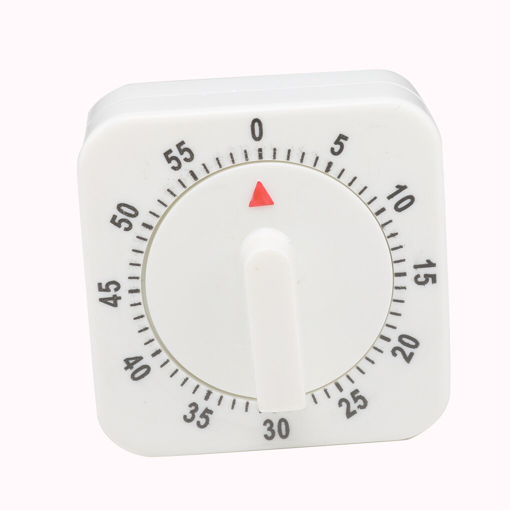 1pc 60 Minutes Kitchen Timer Count Down Alarm Reminder White Square Mechanical Timer Kitchen Baking Time Control Tools