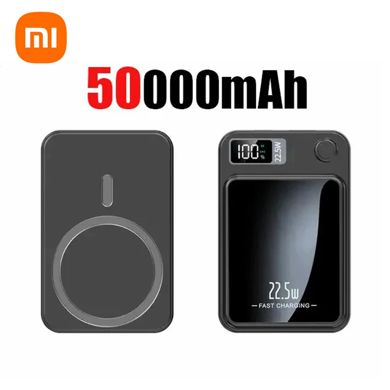 Xiaomi 200000 mah draadloze magnetische powerbank, supersnel opladende draagbare externe batterij, powerbank-adapter voor iphone en huawei: Donkergrijs