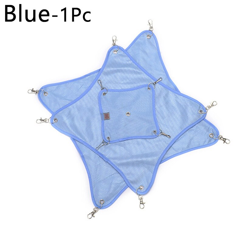Hanging Rodent Hammock Square Shape Summer Breathable Mesh Bed Hammock For Rat Hamster Ferret Small Animals Swing Toy: Blue / L