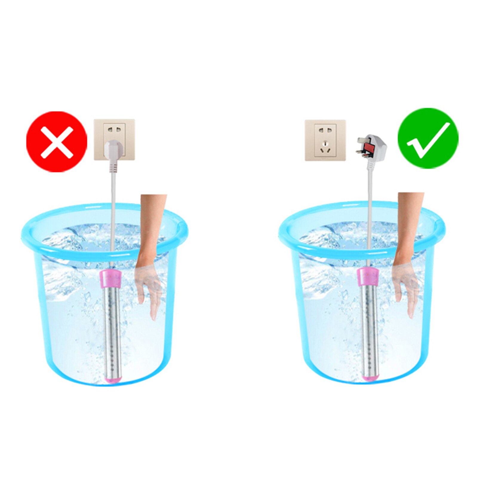 Portable 1500W Electric Immersion Water Heater with Stainless Steel Guard Submersible Water Heater Immersion Tank Heater Element