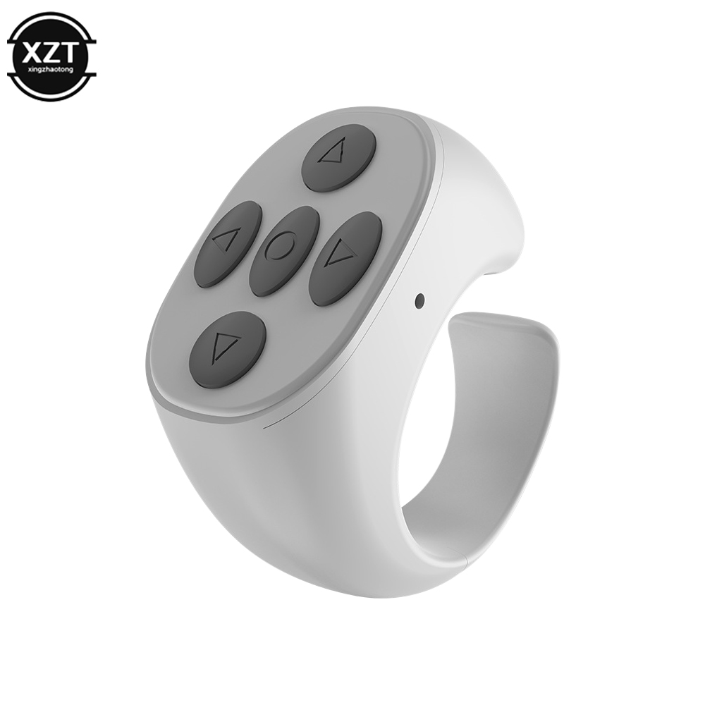 Mobile Phone Bluetooth Remote Control Wireless Mobile Photo Turn Page Controller Tiktok Remote Control Ring Controller: WHITE