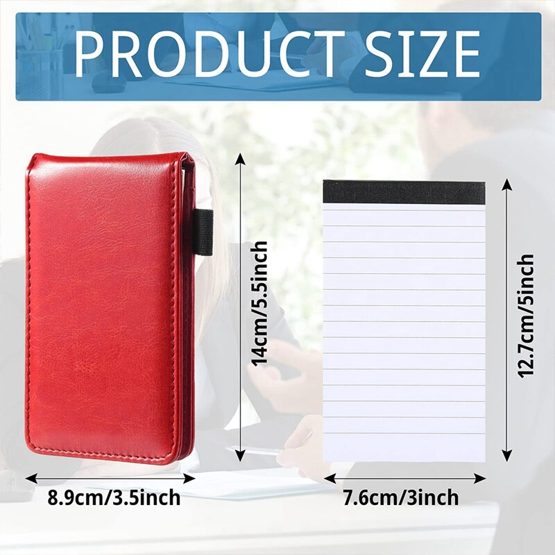 Mini Pocket Notepad Set 3.5X5.5in A7 Portable Business Notepad with 50 Inner Pages and 6 Notepad Replacement,Red