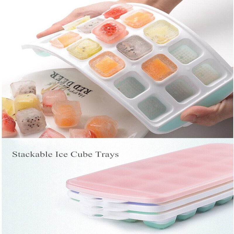 Ice Block Trays 3 Packs Flexible Silicone Ice Trays with Spill-Resistant Lids Easy Release Ice Trays Make 63 Ice Block, BPA Free