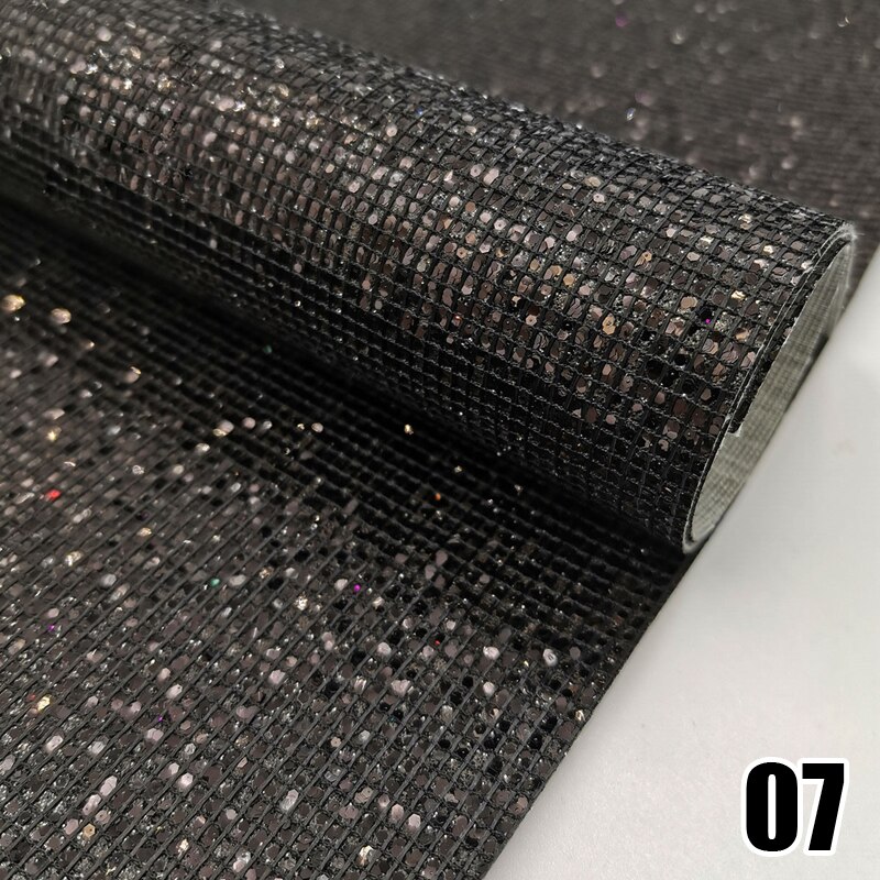 20*120cm PU Leather for Earring Sewing Clothing DIY Bow Decor Waterproof Handmade Material Roll Small Lattice Colorful Flashing: black