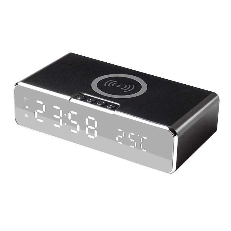 Mobiele Telefoon Elektrische Led Wekker Draadloze Oplader Hd Spiegel Met Tijd Geheugen Digitale Thermometer Klok: Default Title