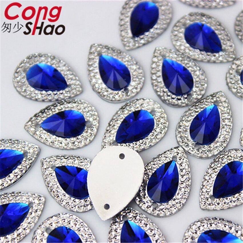 Cong Shao 200Pcs 13*18Mm Ab Kleurrijke Plaksteen Naaien 2 Hole Kostuum Knop Kristal Hars Strass trim Accessoires YB36