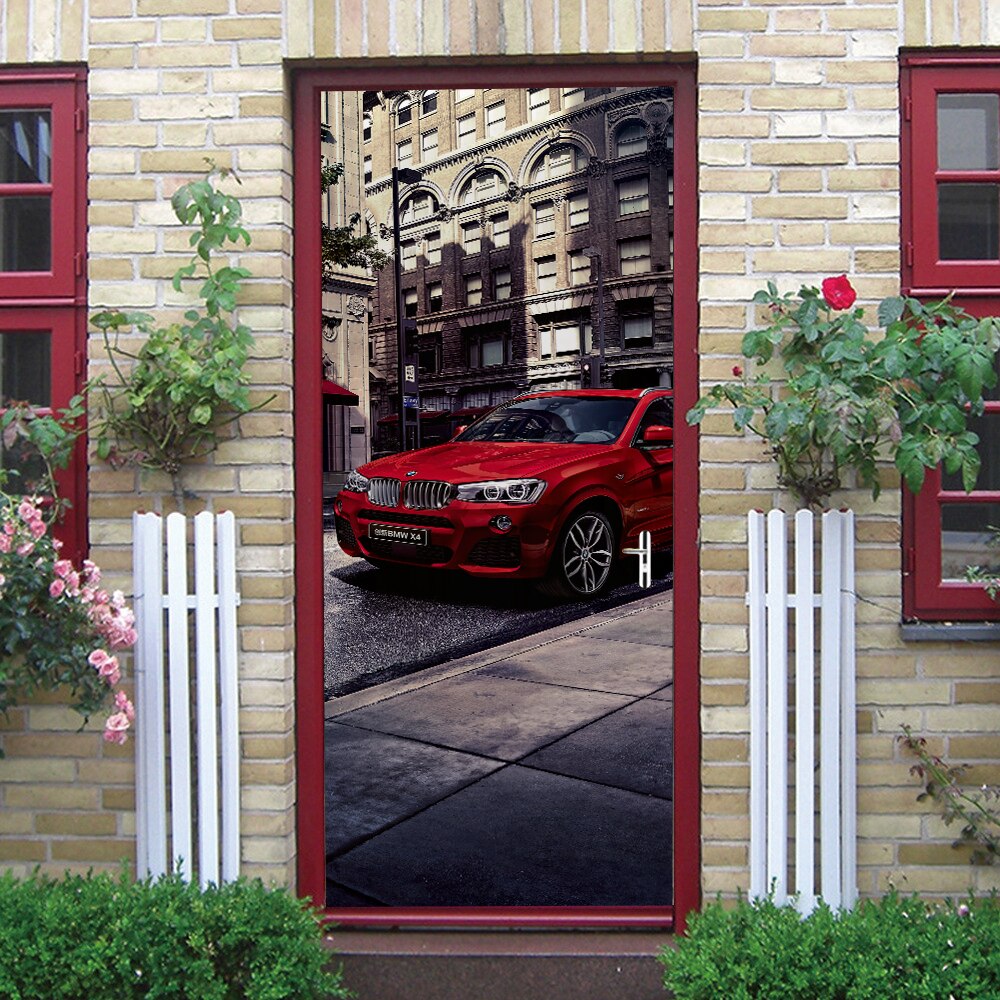 3D red car door stickers wall stickers self-adhesive waterproof removable