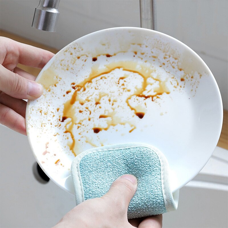 Mikrofiber dobbeltsidet opvaskesvamp , 4 pakke opvaske renere tunge skurepuder husrengøring vaskeklud reus