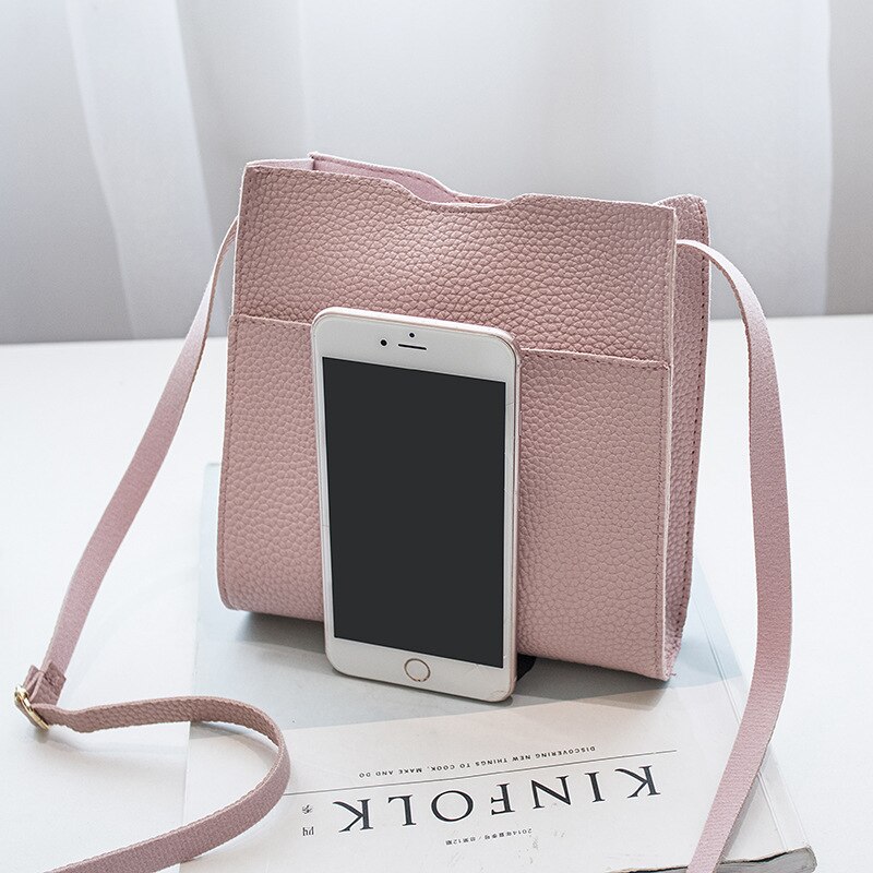 Kvinder solid lille pakke skulder besked crossbody taske fritid hipster ensfarvet mobiltelefon taske pu taske håndtaske