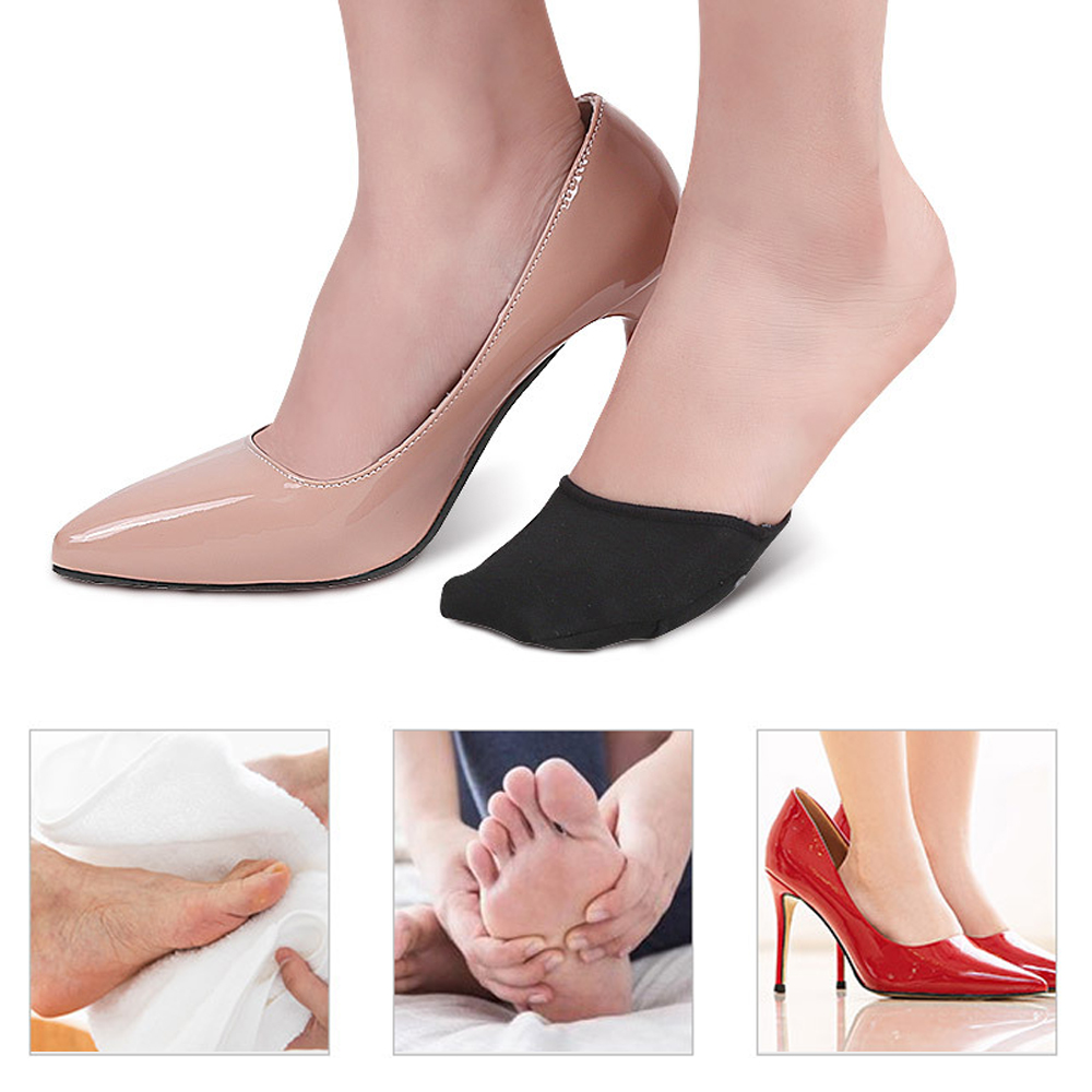 1 par de calcetines invisibles para el cuidado de los pies para mujer con relleno para el dedo del pie, calcetines con forro, parte inferior antideslizante para tacones altos