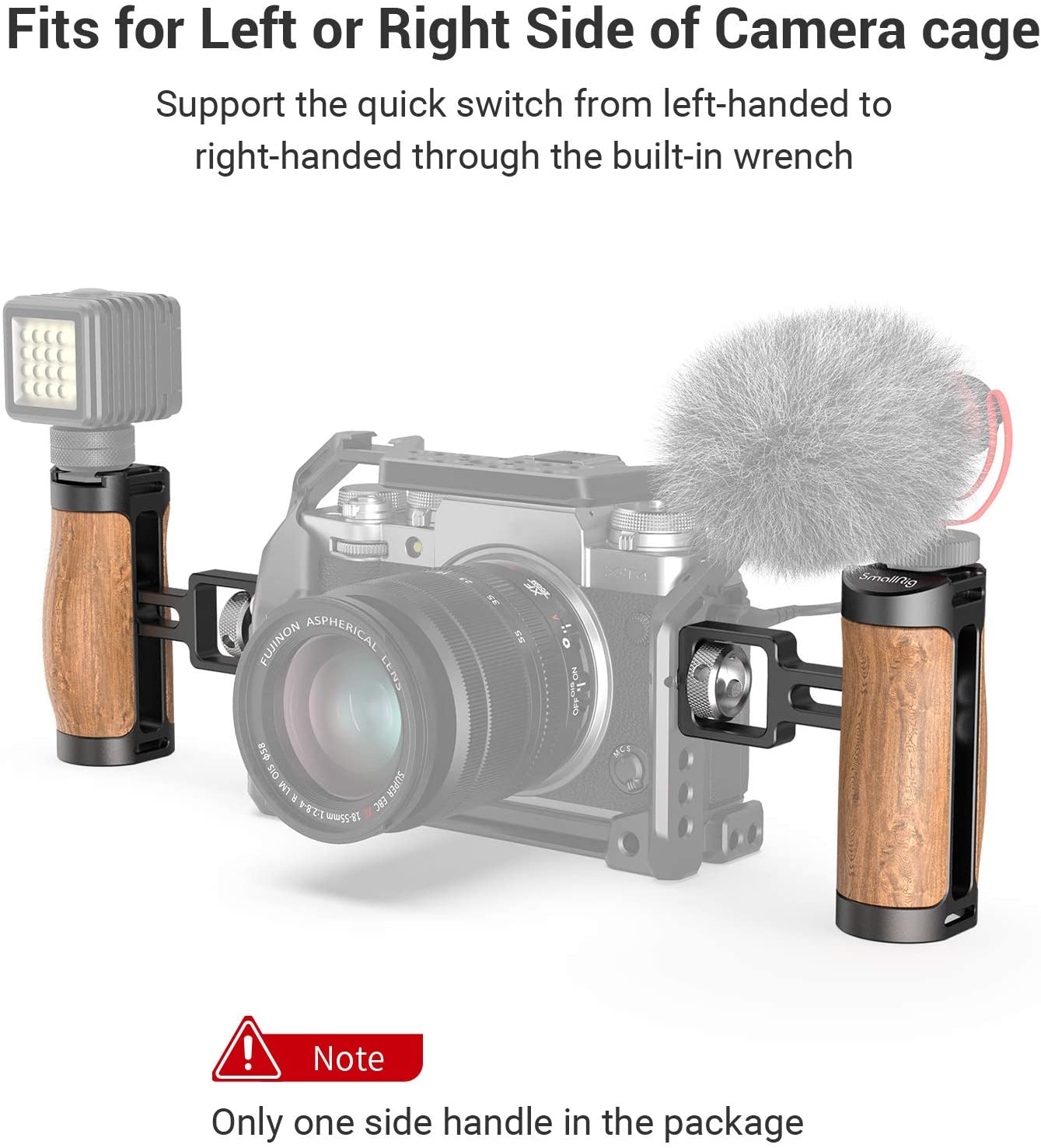 SmallRig Universal DSLR Camera Cage maniglia laterale per Sony/Canon/Nikon Camera Mini impugnatura in legno 1/4 viti scarpa fredda 2913 /2914