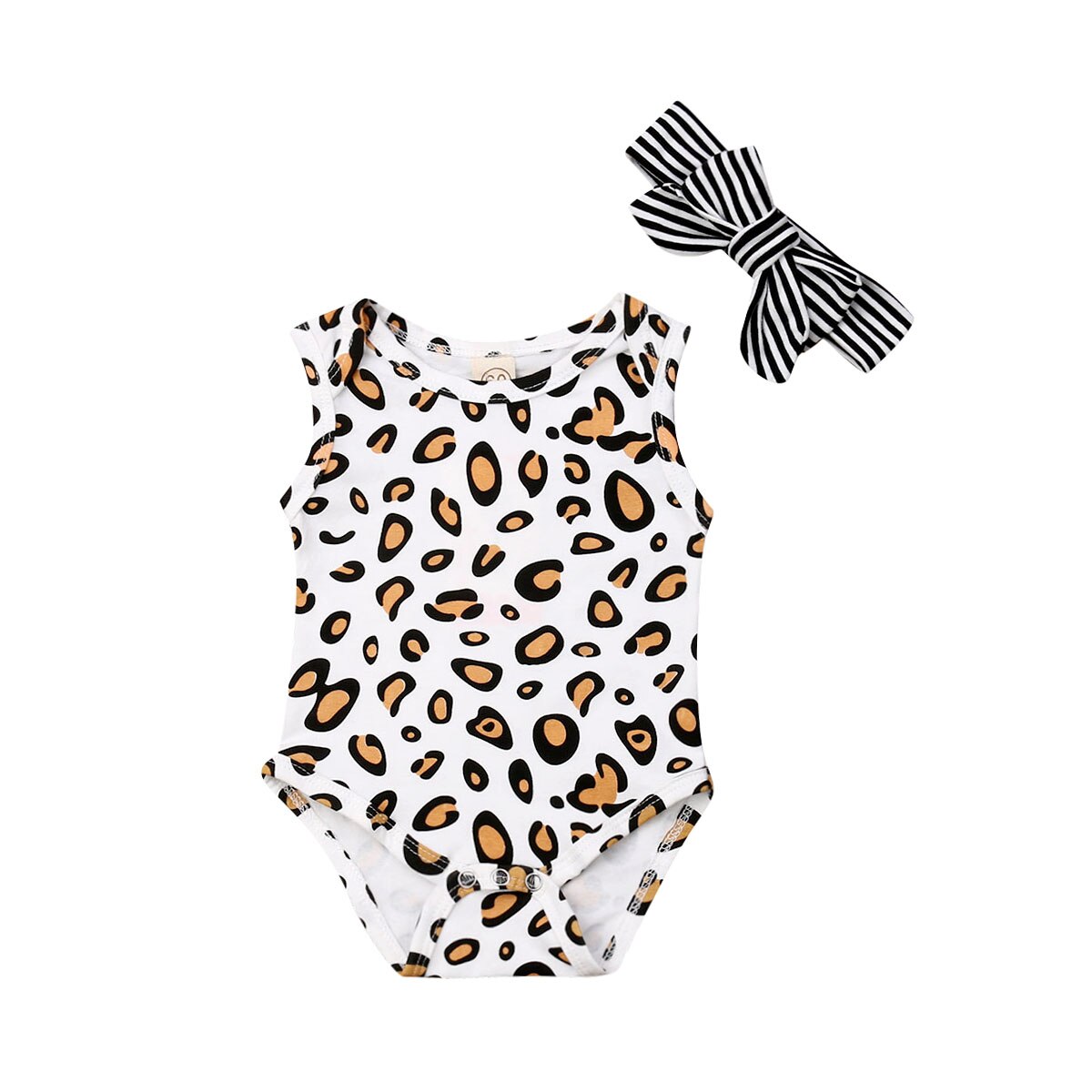 Combinaison sans manches pour -né, imprimé léopard, unisexe, bébé garçon et fille, bandeau, tenue à la ,