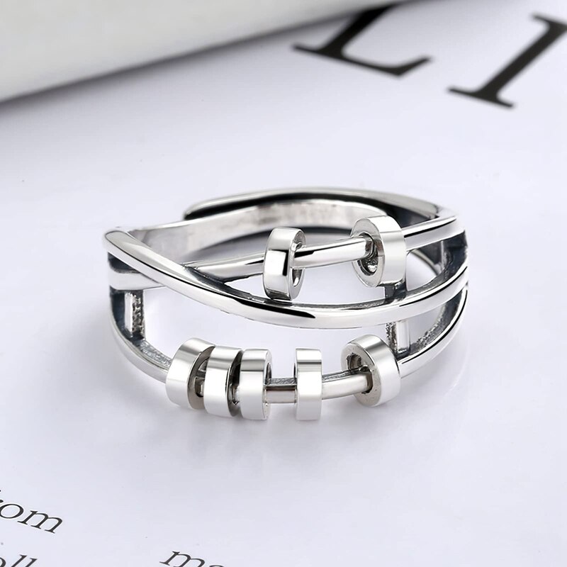 Anti-angst ringe til kvinder mænd fidget spinner band unisex justerbar stabling spinning bekymring ring