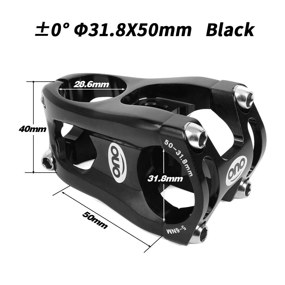 OUO MTB Bicycle Stem CNC Bike Handlebar Stem 0 Degree Bar Riser 50mm DH AM Enduro Bike Table 31.8mm Bicycl Stem: 50mm cnc stem black