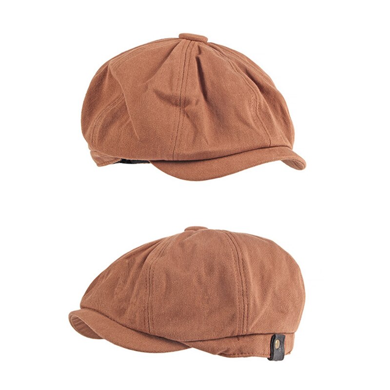 Spring Summer Octagonal Hats Men Cotton Eight Panel Newsboy Cap Flat Peaked Beret Women Retro Casual Solid Painters Hat Elastic