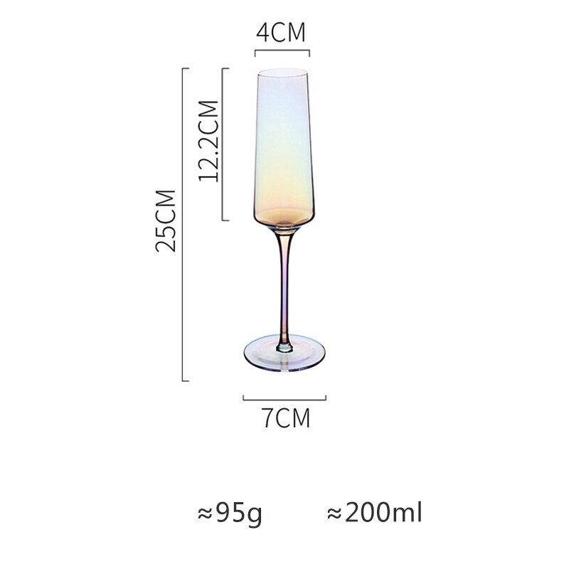 Rainbow plated Lead-free crystal glass cup Inclined mouth wine glass cocktail glass Champagne glasses goblet party Drinkware: Multi-Color  200ml