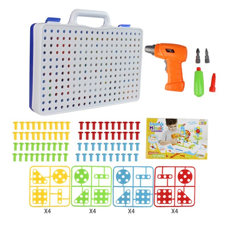 598-DIY puzzle jigsaw, electric drill, manual disassembly, screw and nut, 150pcs family toy