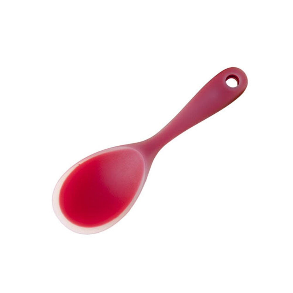 1PC Kitchen Tool Rice Server Rice Spoon Silicone Sushi Rice Non-stick Paddle Do Not Hurt the Pan Liner Rice Spoon: Red