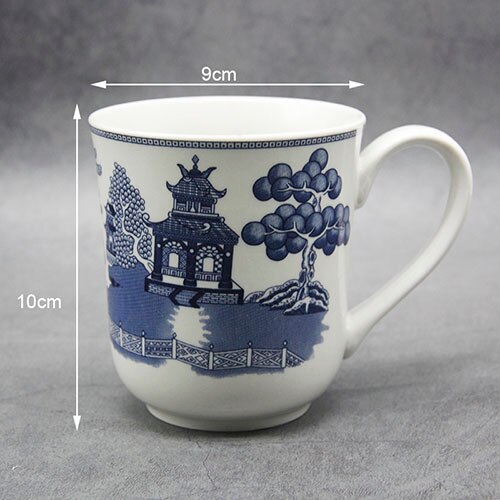 The Blue Willow Dinner Set England Style Dinner Ware Ceramic Breakfast Plate Beef Dishes Dessert Dish Soup Bowl: 300 ml mug