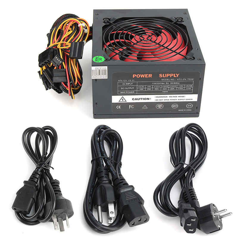 750W PSU ATX 12V Gaming PC Power Supply 24Pin / PCI /SATA /ATX 700 Walt 12CM Fan Computer Power Supply For BTC