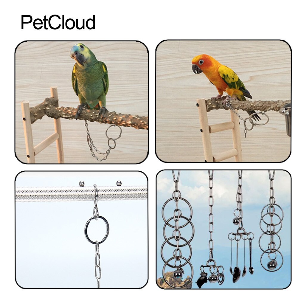 Catena per pappagallo per uccelli giunto saldato in acciaio inossidabile fai-da-te per piccoli animali domestici supporto per anello per piedi accessori per animali domestici per addestramento di volo tutto'aperto