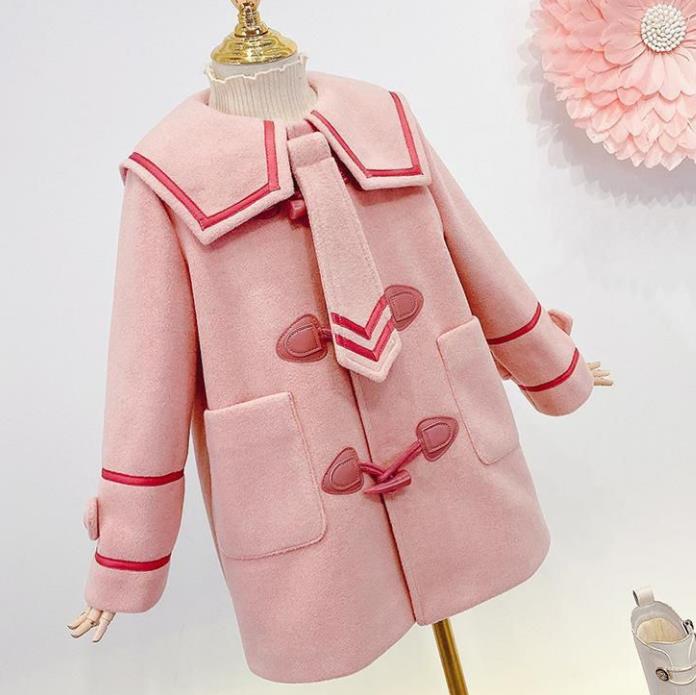 Abrigo de lana estilo pijo para niña, abrigo grueso y cálido, mezcla de lana vintage, prendas de vestir, Otoño e Invierno: 110