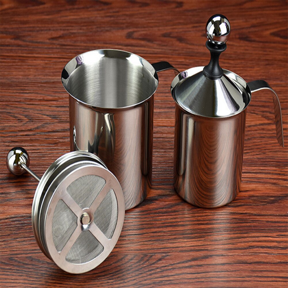 Milk Frother Stainless Steel 400cc Double Manual Milk Frother Coffee Milk Frother Milk Frother Cup Milk Frother