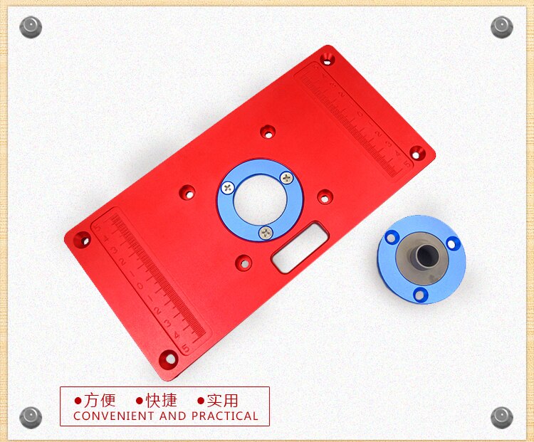 Aluminum Router Table Insert Plate w/ 2 Router Insert Rings For Woodworking Benches Router RT0700C red