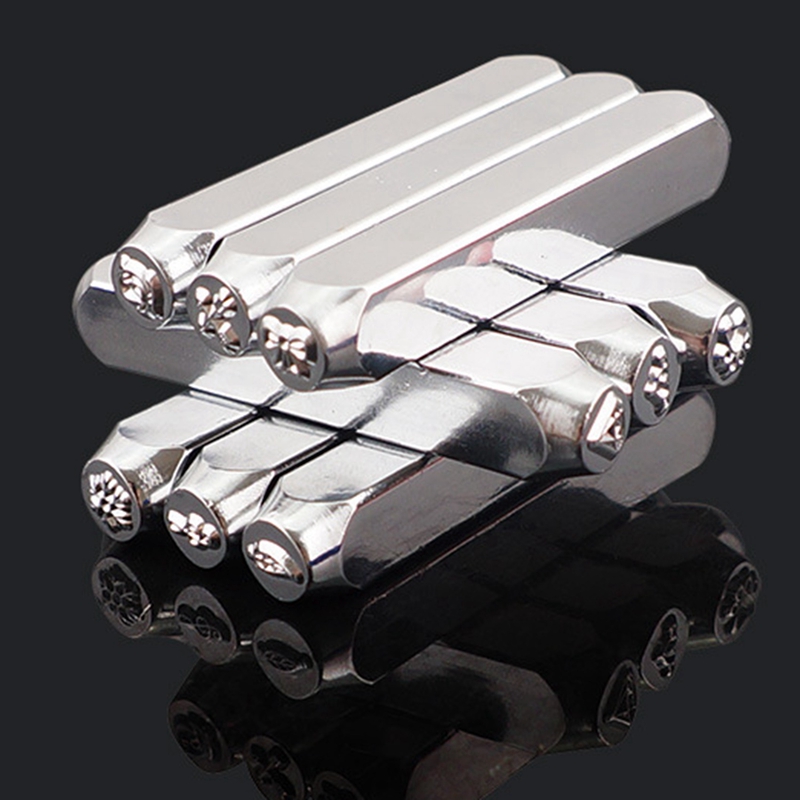 12PCS Metal Stamp Set Embossing Tool Pattern Leather Logo Special-Shaped Steel Stamping Punch