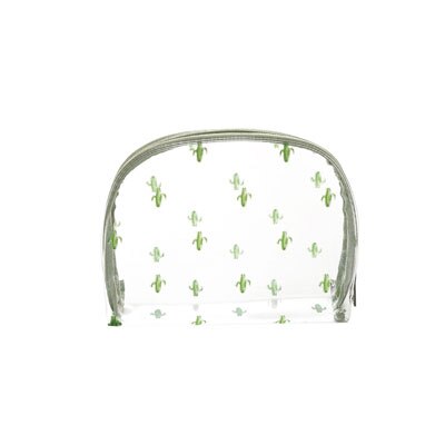 Durable Wasserdicht PVC frauen Reise Kosmetik Tasche Verdickt Transparent Multi Zweck Zipper Make-Up Tasche: Cactus Semicircle L