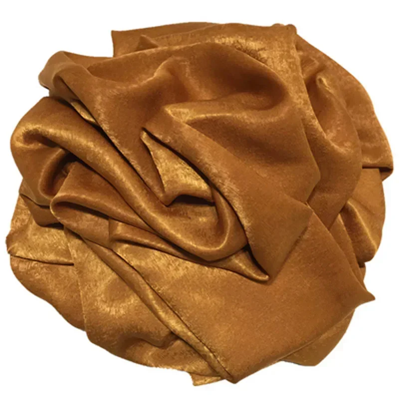 Tela de piel de melocotón de gasa crepé brillante, Material de vestido satinado de seda fluorescente