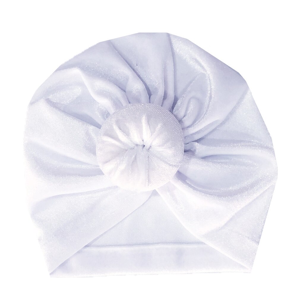 Småbørn piger børn baby fløjl donut hat stor sløjfe hårbånd pandebånd stretch turban knude hoved wrap: Hvid