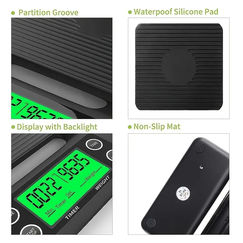Báscula de café de alta precisión con temporizador, balanza de cocina multifuncional, balanza Digital electrónica LCD para hornear alimentos, 3/5kg, 0,1g